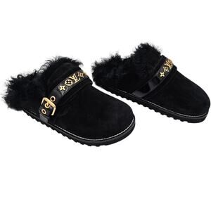 Louis Vuitton Winterbreak Black Suede Fur Lined Slip On Clog Mule Size 36 US 6